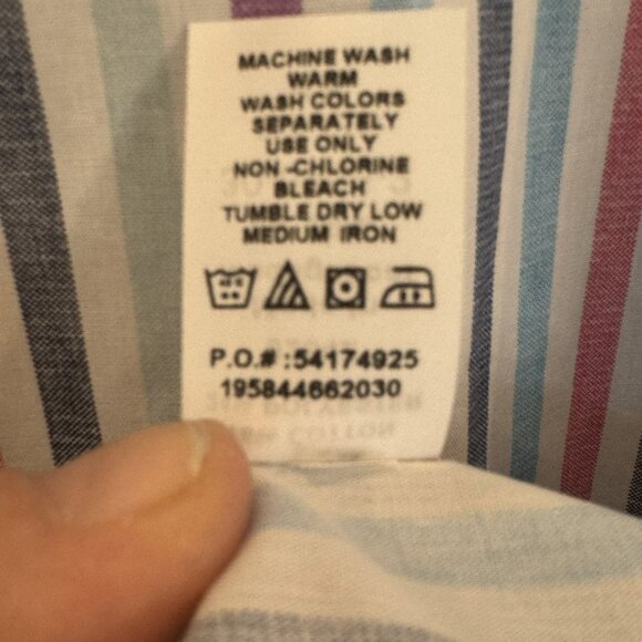 NWOT Woman Within 4xl Button Down Blouse White w/ Multi-Color Stripes Workwear - Picture 7 of 7